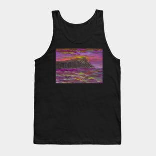 Beautiful Hawaiian Sunset Over Water, Honolulu, Oahu, Painting Tank Top